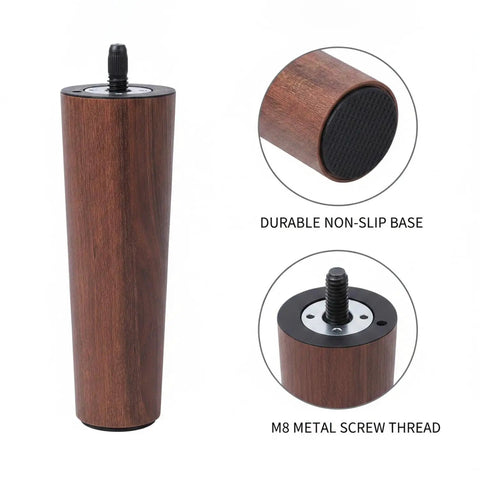 Fix Wobbly Furniture Fast With M8 Threaded Conical Foot Replacement for Sofas, Cabinets and Chairs showing non-slip base and screw.