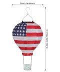 Patriotic Pop-Up Hot Air Balloon Solar Lantern With LED Light Weather-Resistant Metal And Polyester Outdoor Decor For Patio