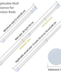 Diagram showing dimensions of Two Pack Small Tension Rods 12 To 20 Inch Adjustable Spring Curtain Rods for narrow spaces.