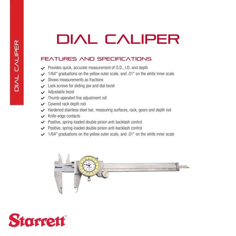 Fractional Dial Calipers With White Face 0 To 6 Inch Range Ultra Accurate To 0.002 Inch 0.010 Inch Graduation One Hand Fine Adjustment