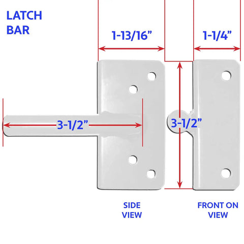 Latch bar from Self Closing Vinyl Fence Gate Hardware Kit White Includes Two Hinges And One Latch With Screws For PVC Fencing