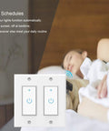 2 Gang Touch WiFi Light Smart Switch For Walls Compatible With Alexa Google Assistant And IFTTT 2 4G Network Neutral Wire Required Replacement For Single Pole Not A Dimmer Includes Two Switch Modules And Wall Plate next to a sleeping person and dog