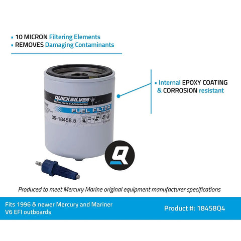 Water Separating Fuel Filter Kit With Blue Water Warning Sensor For Mercury Outboards, 10 Micron Marine Fuel Filter, Plug And Play Replacement For Winterization Or Every 100 Hours Of Engine Run