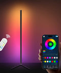 Corner Floor Lamp Set The Vibe With 16 Million RGB Colors And Over 210 Mood Lighting Modes Music Reactive Sync Remote And App Control 48 Inch Tall Metal Floor Lamp For Living Room Home Decor showcasing app control and remote