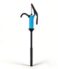 Plastic Lever Action Drum Pump Hand Transfer For 5 To 55 Gallon Barrels Delivers 10.8 Oz Per Stroke Fits 2 Inch Bung Openings Awesome For Oils Water Based Liquids And Mild Acids Or Alkalis In Workshop Or Farm Blue manual pump with long tube