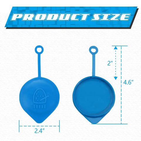 2 Pack Windshield Wiper Fluid Reservoir Cap For Acura ILX Hybrid And Honda Civic Accord Hybrid Replacement 38513-SB0-961 76802-SN7-G05 OEM Style Easy Install Durable Cap, blue ABS material, displayed in size dimensions.