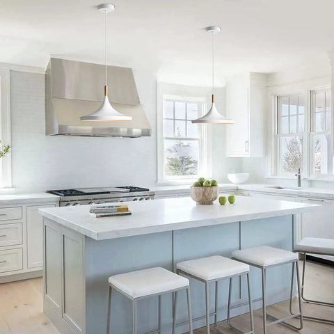 White Farmhouse Barn Pendant Light Big Retro Industrial Chandelier For Kitchen Island Ceiling Hung Lamps Mid Century Modern Swag
