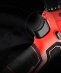 Close-up of the handle grip and speed control feature of the Cordless Electric Drill With Rechargeable Lithium Battery And 75 Piece Toolbox Set.