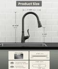 Oil Rubbed Bronze Pull Down Kitchen Faucet With Sprayer, Antique ORB Finish, Single Handle High Arc, cUPC Certified