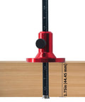 Heavy Duty Rock Solid Adjustable Wheel Marking Gauge For Woodworking Precision Scriber measuring 1.75 inch depth on wood block.