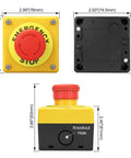 Red Emergency Stop Push Button Switch With Weatherproof Enclosure 1NC 10A 660V dimensions and design details