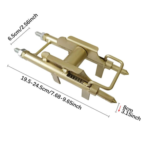 Universal Cable Threading Aid Tool Helper For 118 120 And 86 Bottom Boxes Switch Boxes Portable Pro Grade High Efficiency Wire Threading Device For Electricians With Smooth Glide And Easy One Hand Operation, gold metal tool dimensions shown