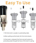 Heavy Duty Stainless Steel Ball Nose Spring Plunger Push Fit Retract Index Pin For Precision Positioning Built Tough For Smooth Industrial Machinery M16 Thread with knob illustration.