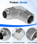 Three Quarter JIC 37 Degree Male To Half Inch NPTF Male Hydraulic Hose Fittings 90 Degree Elbow Adapter, carbon steel