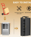 Tall Narrow Slim Steel Storage Cabinet With Lock And Five Adjustable Shelves for easy assembly process illustration.