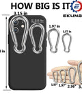 Heavy Duty 304 Stainless Steel Spring Snap Hooks 24 Pack Clips for size comparison with phone and hand
