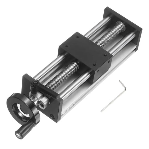 150Mm Travel Manual Sliding Table With Ball Screw SFU1605 16Mm Diameter 5Mm Pitch One Start Double Optical Axis Rail, aluminum body