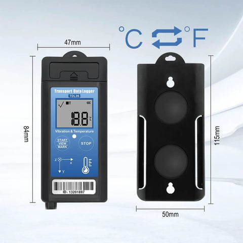 Vibration Data Logger And USB Shock Monitor For Shipping And Transport With 3 Axis Acceleration Sensor Records Shock Events With Time And Temperature Auto Generated PDF And CSV Reports No Software Needed 34560 Data Points Capacity, 84x47mm