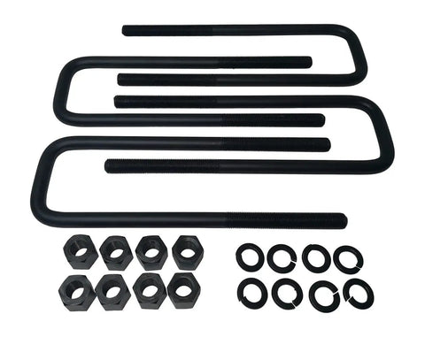 Ford F-150 Lift Kit 2004-2020 2WD 4WD, 12 Inch U-Bolts, nuts, washers, black finish, bolt-on heavy-duty mounting hardware