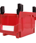 Mount These Red Heavy Duty Stackable Wall Storage Bins For Garage Organizer Plastic Tool Caddies Built Super Durable For Shop Warehouse And Home Organization Flex with black clips