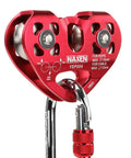 Dual Tandem Zip Line Pulley System With Speed Trolley And Oval Carabiner Ball Bearing Smooth Rotation Up To 35 Meters Per Second Works On Steel Cable Or Textile Rope Aircraft Aluminum Alloy Heavy Duty Safety Pulley