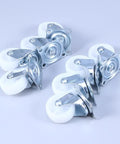 8 Pcs Inch PP Swivel Caster for Furniture and Office Chairs with sturdy metal frames and smooth, white wheels.