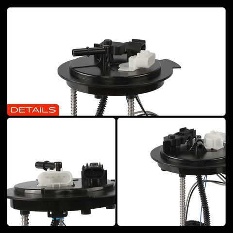 Close-up view of Reliable Electric Fuel Pump Module Assembly with Pressure Sensor for Cadillac DTS Buick Lucerne 09 11 detailing connectors.