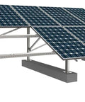 Solar panel mounted on a metal frame with concrete bases