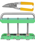 Portable Sheet Metal Bender Machine For 0 To 90 Degree Bends with yellow-handled snips, ideal for steel and aluminum work.