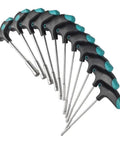 Tough T Handle Hex Socket Wrench Set 11 Piece With Magnetic Head Rubberized Non Slip Grip, showcasing ergonomic handles and chrome steel.