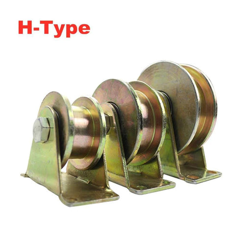 Beefy Heavy Duty H-Groove Grooved Wheel Caster For Square Tubes And Sliding Doors, Rigid Steel Track Wheel, Double Bearings