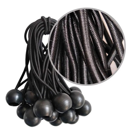 Heavy Duty Black Bungee Cords 4 Inch 50 Pack For Tarp Canopy Shelter Wall Pipes UV Resistant Stretch To 8 Inches Easy Tie Down Cords For Outdoor Use Weatherproof Ball Ends Durable Rubber Ideal For Tents Tarps Canopies And More
