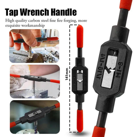Adjustable Tap Wrench Handle For One Sixteenth Inch To One Quarter Inch And M1 To M8 Taps, Carbon Steel Construction