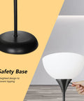 Industrial Metal Tall LED Floor Lamp With Drop-Resistant White Lampshade, Rotary Switch, weighted base close-up image