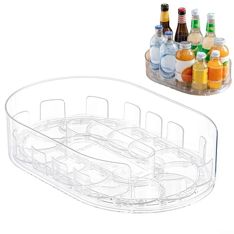Rotating Condiment And Spice Organizer Turntable For Kitchen And Refrigerator PET Construction With Removable Tray