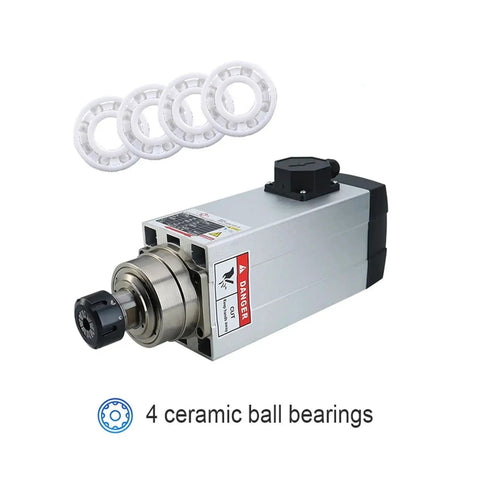 Badass 6KW Spindle Motor Kit Paired With 7.5KW VFD Inverter For CNC Router Jobs featuring 4 ceramic ball bearings.
