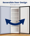 Premium Straight Up Slick 6.5 Cubic Foot Freestanding Upright Freezer For Tight Apartment Spaces No Fuss with reversible door design.