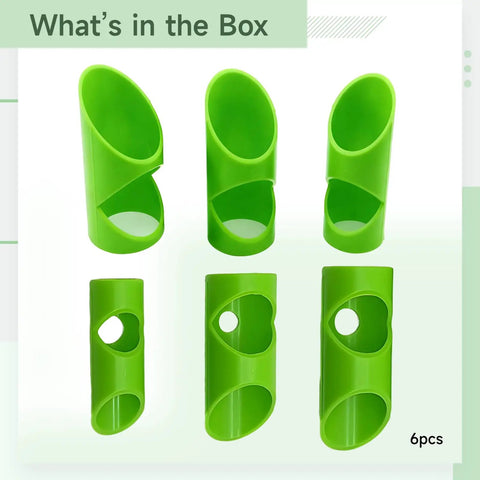 Insulation Cutting Fixture Set For Foam Pipe With Three Tube Design showing six green polycarbonate pieces