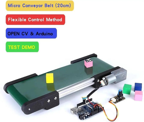 320mm Mini Conveyor Belt System For Vending Machines And Automated Lanes PU Belt DC Motor with color blocks and circuitry