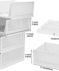 Four Pack Foldable Wardrobe Storage Boxes, Stackable Clothes Drawer Organizers dimensions and collapsed view