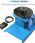 Heavy Duty Rotary Welding Positioner With 180 Millimeter Tilt Table for pipe assembly, featuring a black round table and foot pedal.