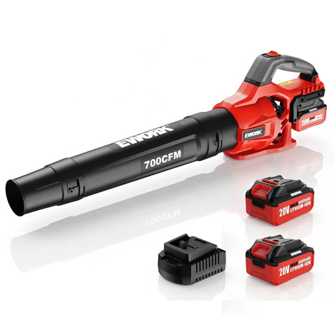 Power Packed Cordless 20V Leaf Blower With 700 CFM And 200 MPH, Heavy Duty Electric Blower With Dual 4.0Ah Batteries And Fast Charger