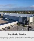 Aerial view of an eco-friendly cleaning facility for Karma Color Mix Golf Balls 12 Pack Recycled Used Collector Edition.