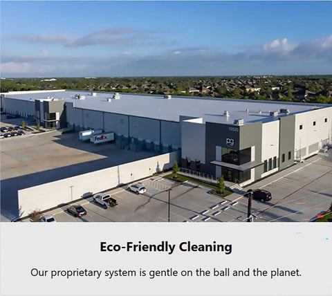 Aerial view of an eco-friendly cleaning facility for Karma Color Mix Golf Balls 12 Pack Recycled Used Collector Edition.