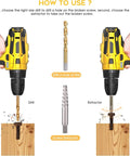 Demonstration of Heavy Duty Bolt Extractor And Screw Extractor Kit With Cobalt Drill Bits drilling and extracting in wood block.