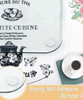 Heavy Duty Self Adhesive Clear Furniture Bumpers hold glass tabletop while coffee cup rests on soft tablecloth.
