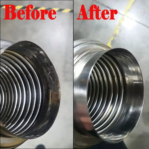 Before and after polishing with 20 Pack Pro Grade Compressed Wool Felt Polishing Wheels with One Eighth Inch Mandrel for rotary tools