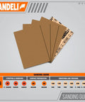 220 Grit Multipurpose Sandpaper Sheets for Woodworking and Drywall, 9 in by 11 in, 25 Sheets displayed in a fan pattern