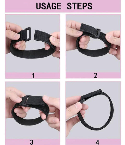 Usage steps for Twenty Pack Reusable Cable Ties And Straps 12x1 Inch Adjustable Hook And Loop Nylon Fasteners for Cable Management