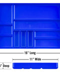 Heavy Duty 10 Compartment Drawer Organizer For Garage Tool Box Storage A Low Profile Stackable Tray Blue, dimensions shown